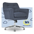 Serta Ashland Home Office Desk Chair Memory Foam Cushion Blue Twill Fabric