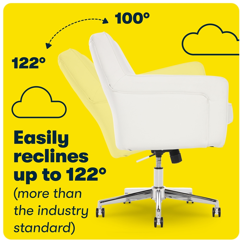 Serta Ashland Home Office Desk Chair Memory Foam Cushion White Bonded Leather