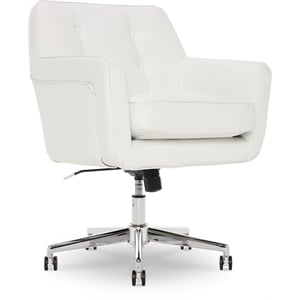 Serta Ashland Home Office Desk Chair Memory Foam Cushion White Bonded Leather