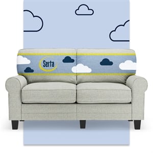 Serta Copenhagen 61&quot Rolled Arm Loveseat Sofa with Removable Covers Pebble Gray