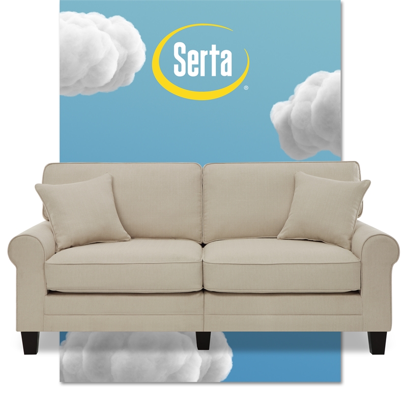 Serta Copenhagen 78 Sofa - Pillowed Back Cushions and Rounded Arms,  Durable Modern Upholstered Fabric - Gray