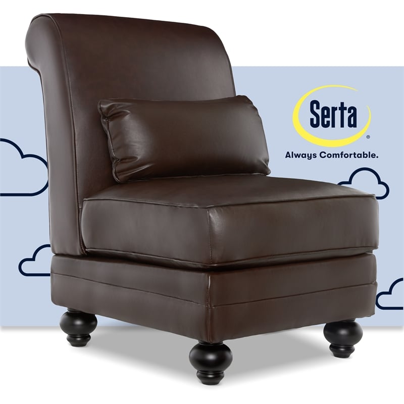 Serta Copenhagen Bonded Leather Slipper Chair Chestnut Brown