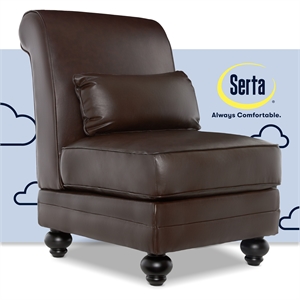 Serta Copenhagen Bonded Leather Slipper Chair Chestnut Brown