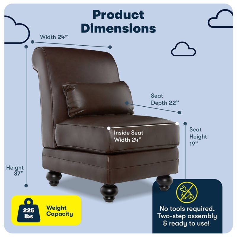 Serta Copenhagen Bonded Leather Slipper Chair Chestnut Brown