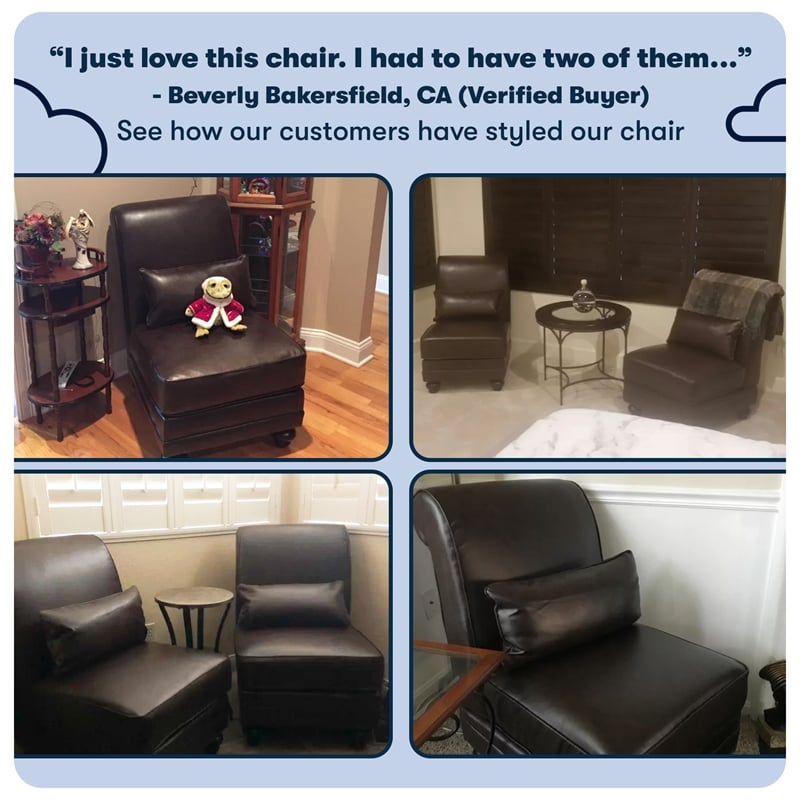 Serta Copenhagen Bonded Leather Slipper Chair Chestnut Brown