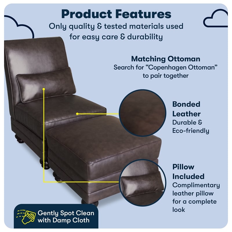 Serta Copenhagen Bonded Leather Slipper Chair Chestnut Brown