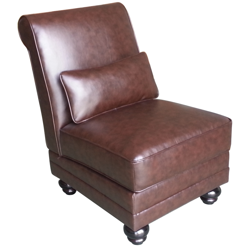 Serta Copenhagen Bonded Leather Slipper Chair Chestnut Brown CR46350