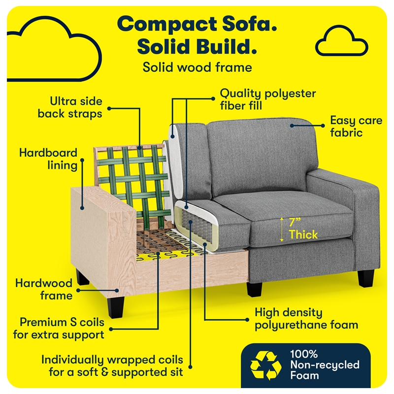 serta palisades 61&quot track arm sofa loveseat with removable covers dark gray