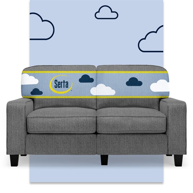 Serta Palisades 61&quot Track Arm Sofa Loveseat with Removable Covers Dark Gray