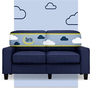 Serta Palisades 61&quot Track Arm Sofa Loveseat with Removable Covers Navy Blue