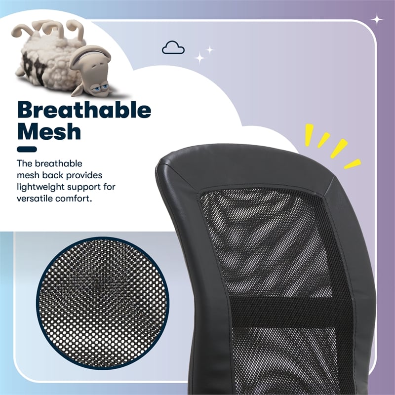Serta Essential Armless Desk Chair with Breathable Lightweight Mesh Back Black
