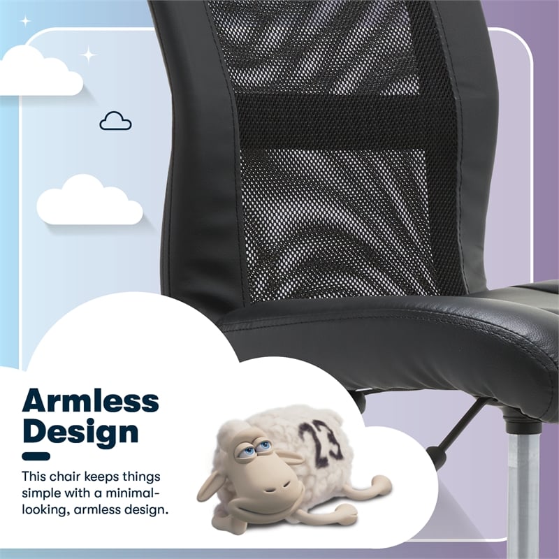 Serta Essential Armless Desk Chair with Breathable Lightweight Mesh Back Black