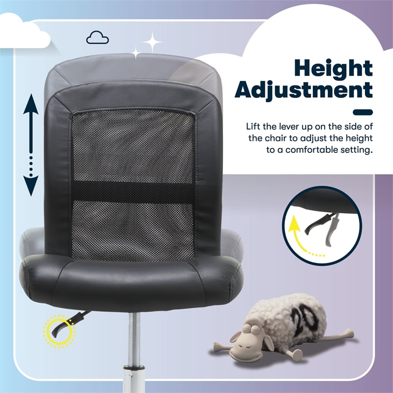 Serta Essential Armless Desk Chair with Breathable Lightweight Mesh Back Black
