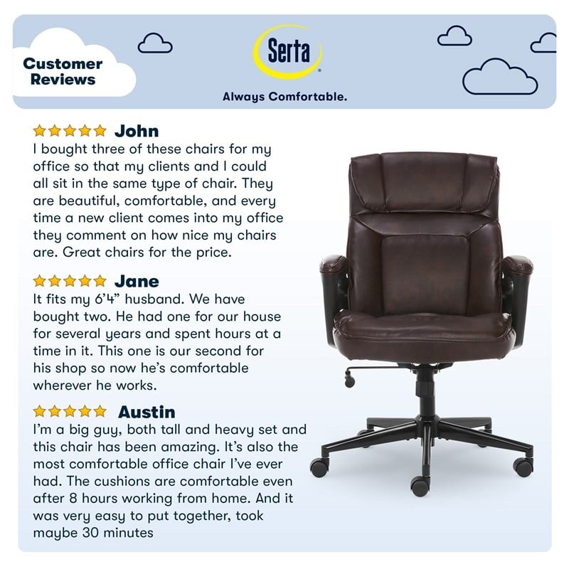 Serta Hannah Office Chair Biscuit Bonded Leather