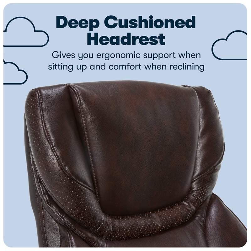 Serta Conway Big and Tall Executive Office Chair with Wood Accents Brown