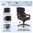 Serta Conway Big and Tall Executive Office Chair with Wood Accents Brown