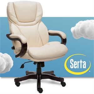 serta big and tall executive office chair with wood accents ivory white