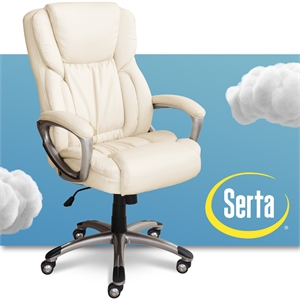 serta works executive office chair ivory white bonded leather