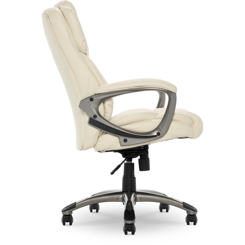 Serta Garret Executive Office Chair Bonded Leather Ivory White