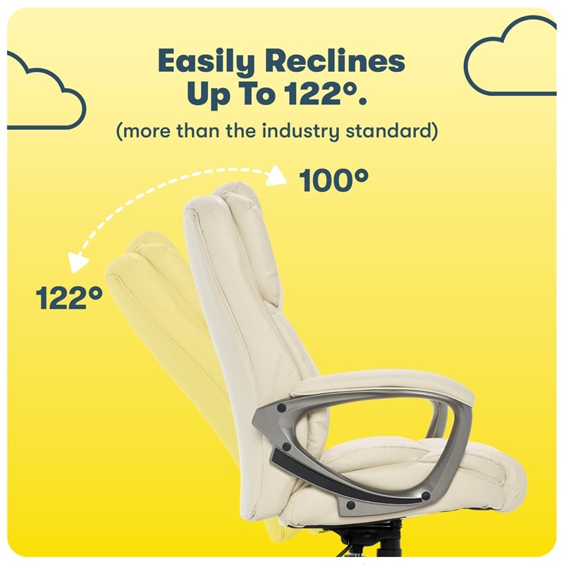 Serta Garret Executive Office Chair Bonded Leather Ivory White