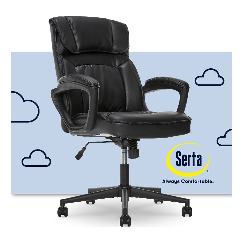 Serta CHR200119 Style Comfort Black Bonded Leather Hannah I Office Chair