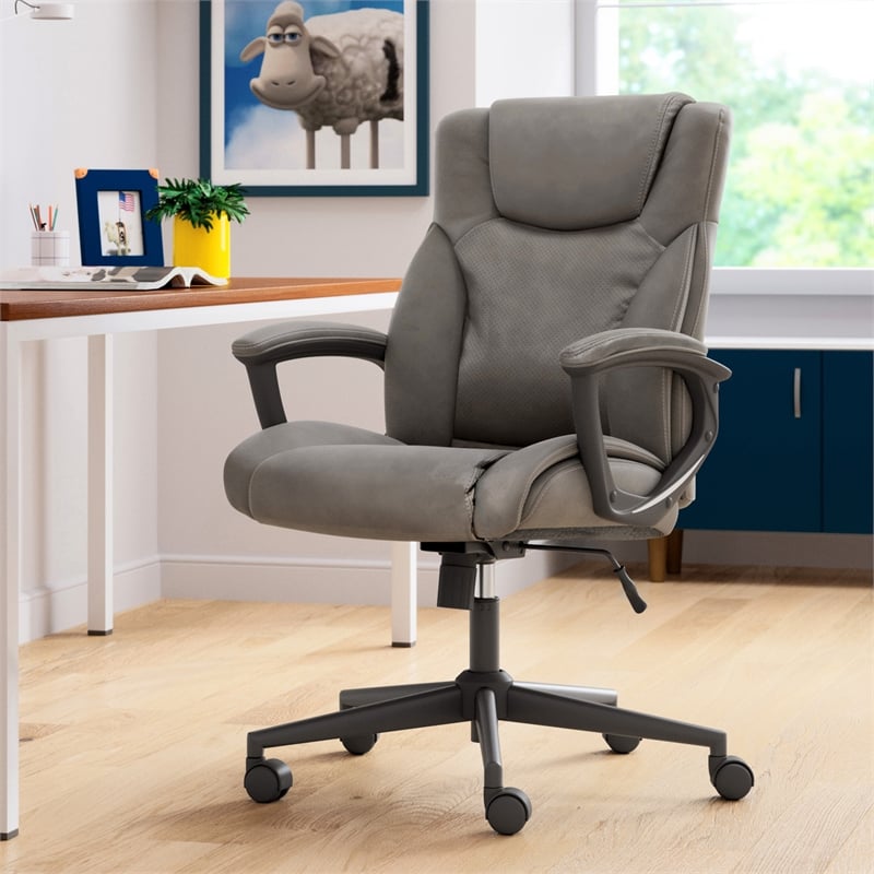 Serta Connor Office Chair Gray Bonded Leather | BushFurnitureCollection.com