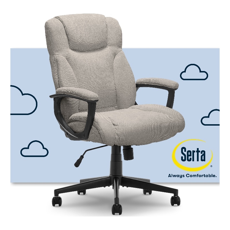 Serta Style Hannah I Bonded Leather High-Back Office Chair, Comfort Black