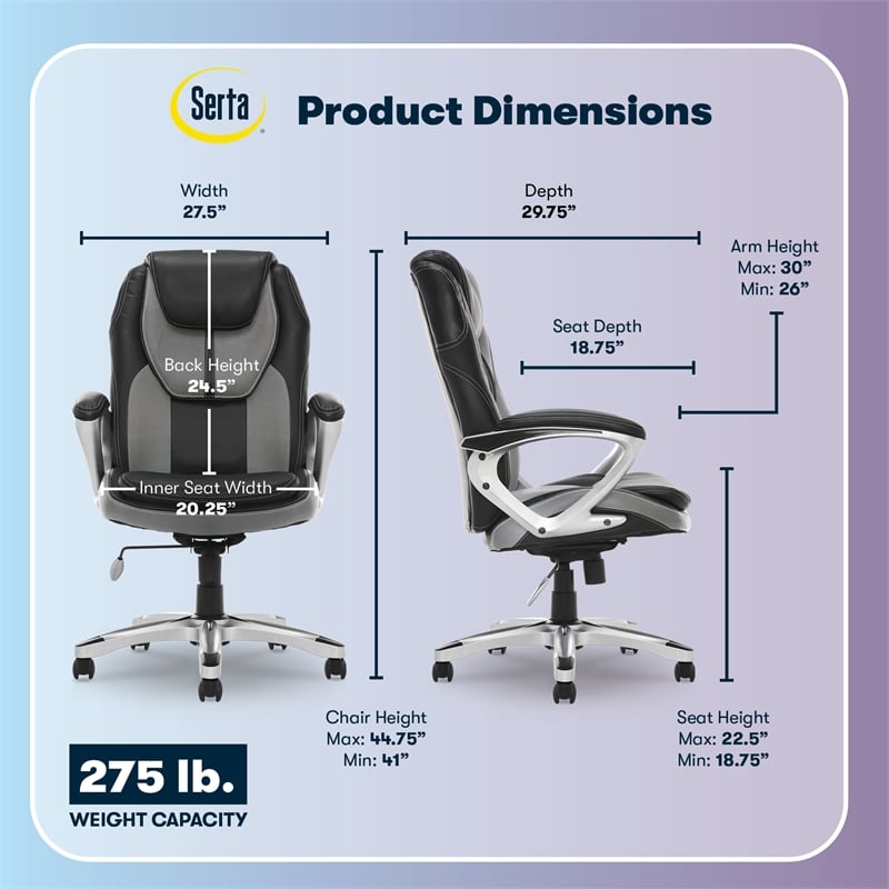 Serta Amplify Executive Office Chair Gray
