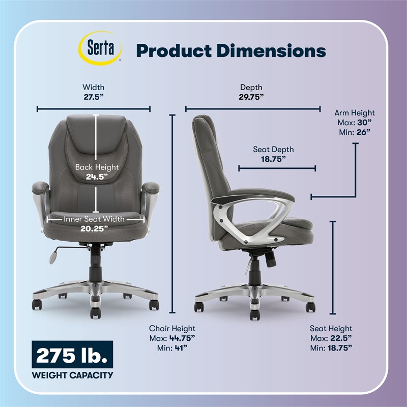 Serta Amplify Executive Office Chair Duo Gray