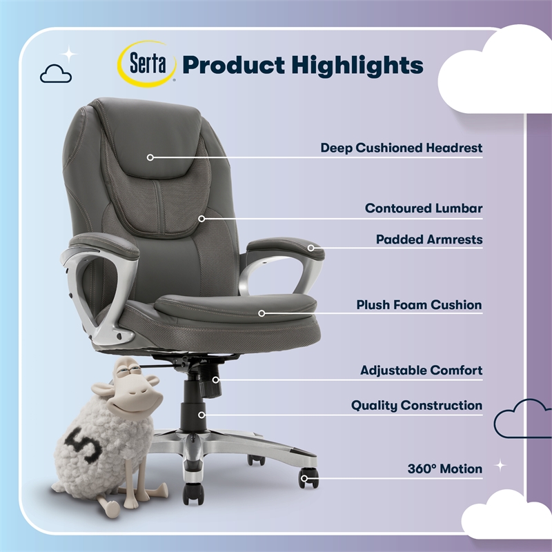 Serta Amplify Executive Office Chair Duo Gray
