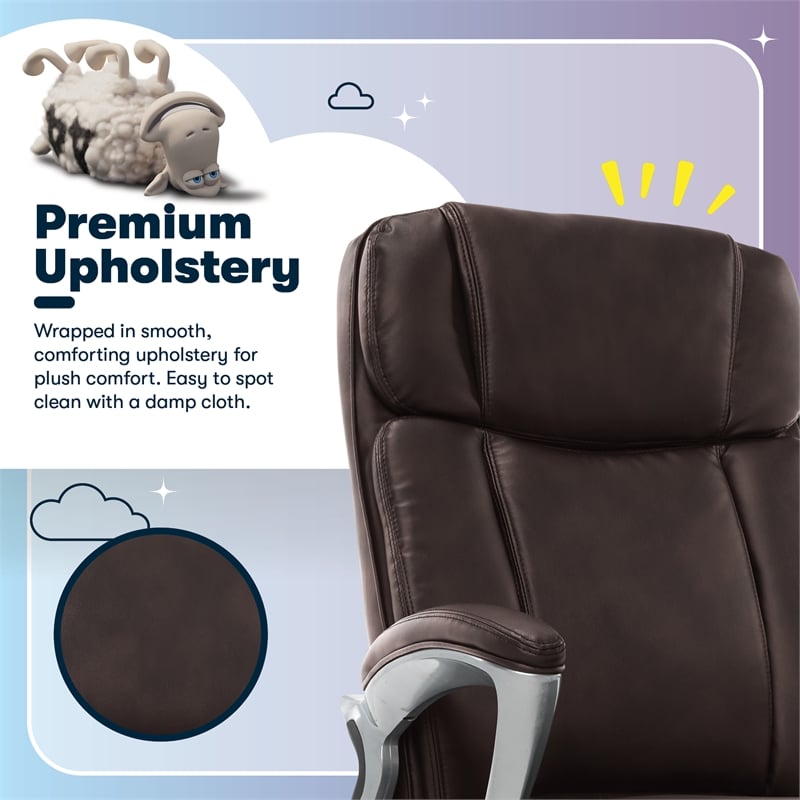 Serta Fairbanks Big and Tall Executive Office Chair Chestnut Bonded Leather