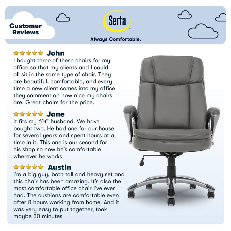 Serta executive big and tall bonded leather office online chair