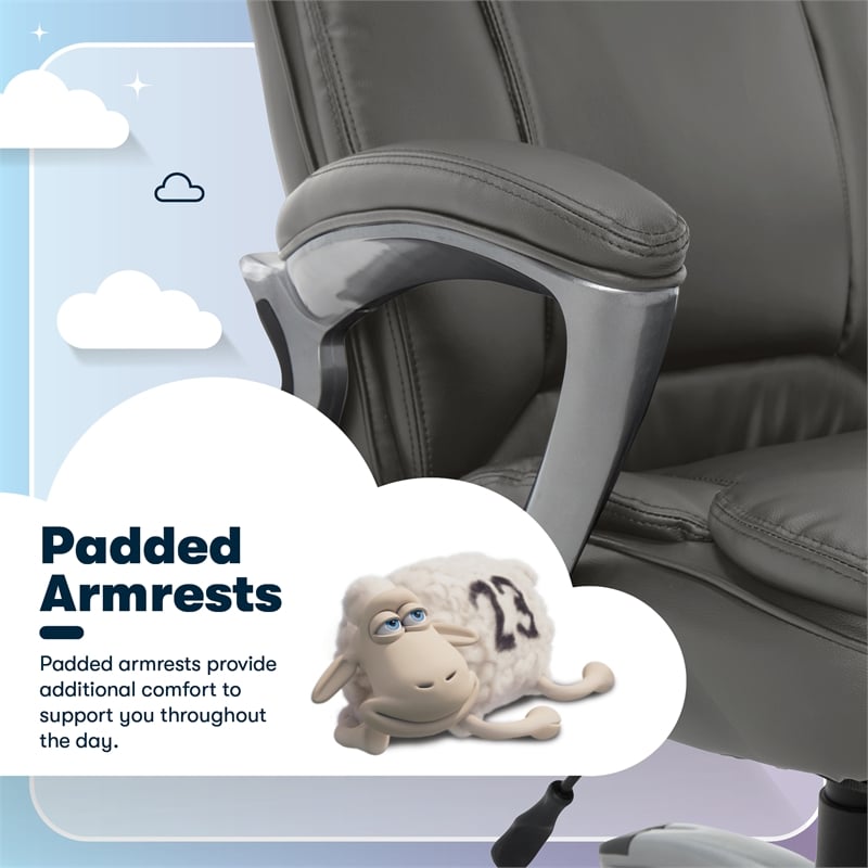 Serta Fairbanks Big and Tall Executive Office Chair Gray Bonded Leather