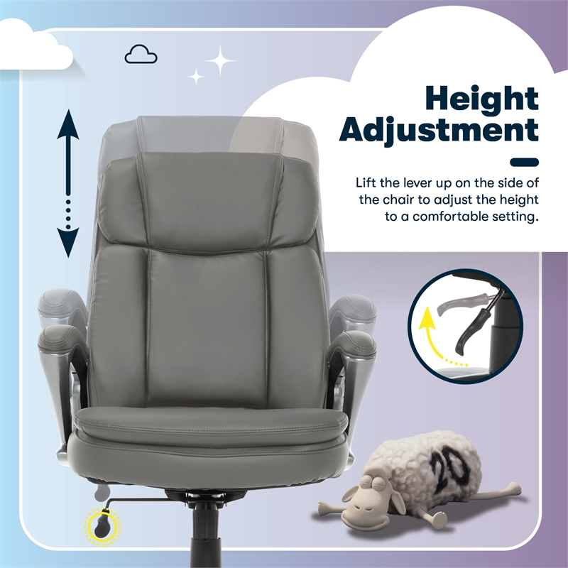 Serta Fairbanks Big and Tall Executive Office Chair Gray Bonded Leather