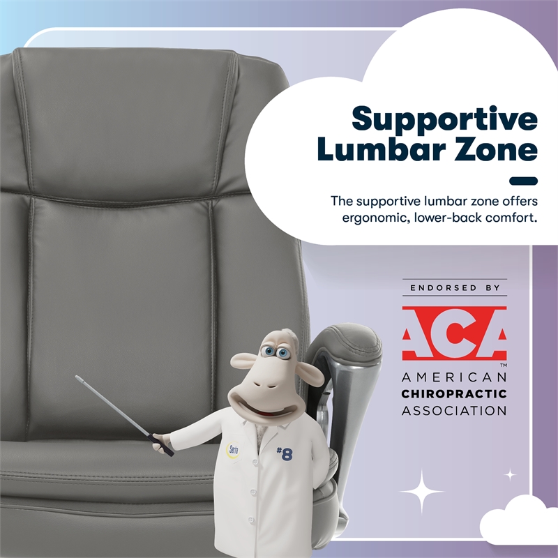 Serta Fairbanks Big and Tall Executive Office Chair Gray Bonded Leather