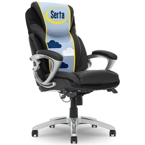 Serta Bryce Office Chair Patented AIR Lumbar Technology Bonded Leather Black