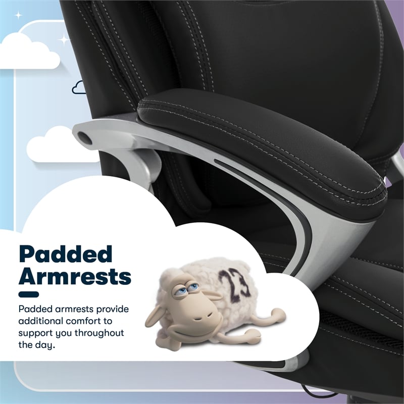 Serta Bryce Office Chair Patented AIR Lumbar Technology Bonded Leather Black