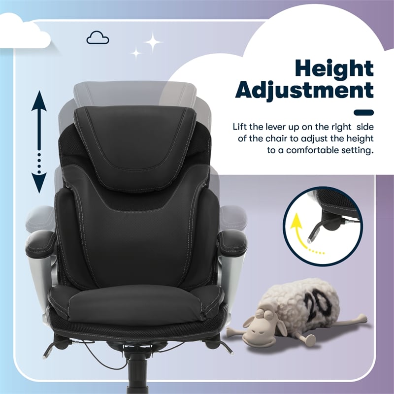 Serta Bryce Office Chair Patented AIR Lumbar Technology Bonded Leather Black