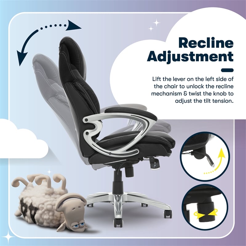 Serta Bryce Office Chair Patented AIR Lumbar Technology Bonded Leather Black