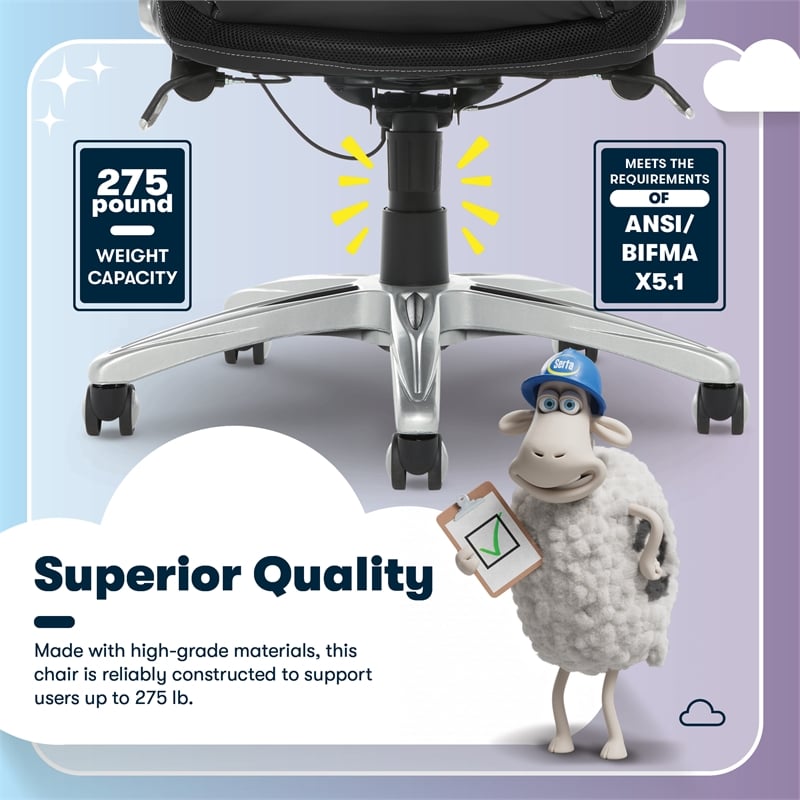 Serta Bryce Office Chair Patented AIR Lumbar Technology Bonded Leather Black