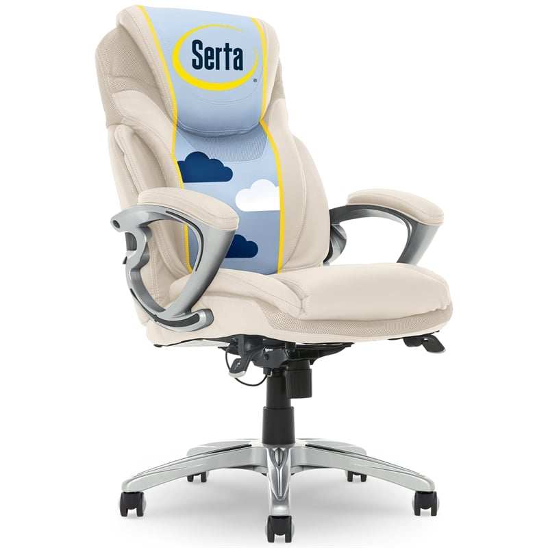 Serta Bryce Office Chair Patented AIR Lumbar Technology Bonded Leather Cream