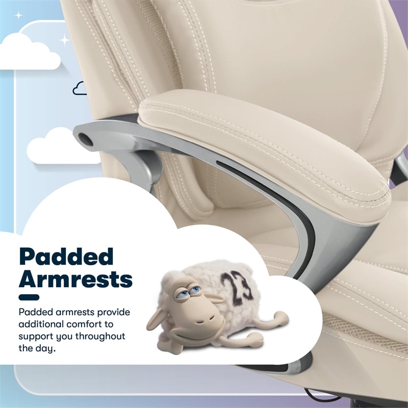 Serta Bryce Office Chair Patented AIR Lumbar Technology Bonded Leather Cream