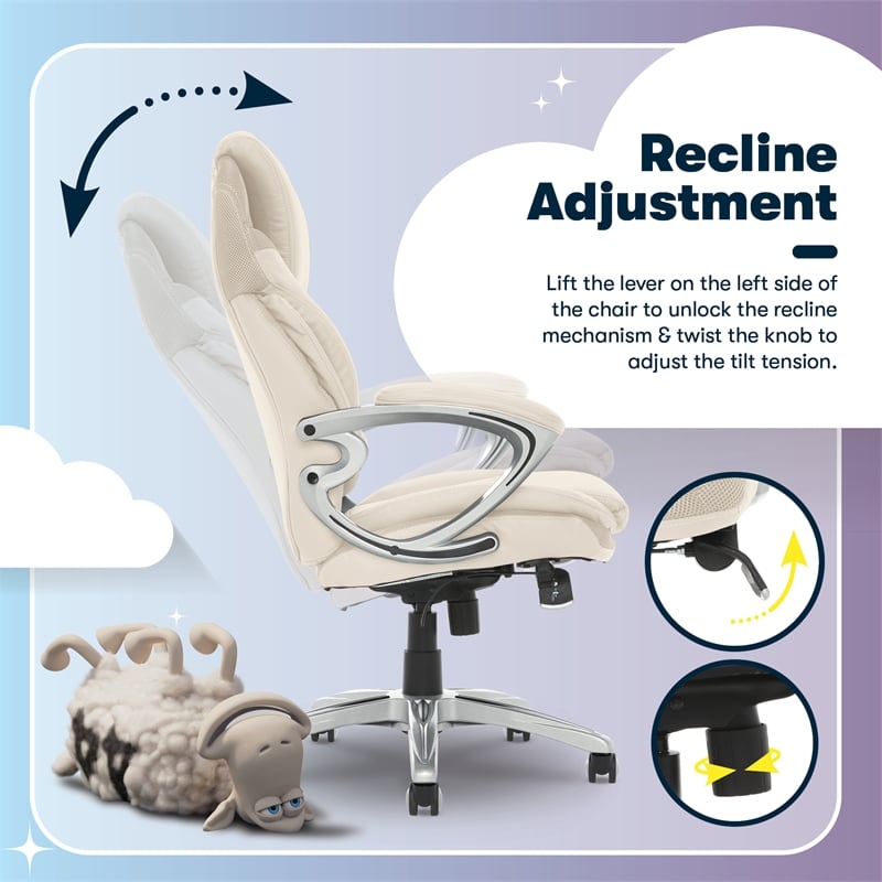 Serta Bryce Office Chair Patented AIR Lumbar Technology Bonded Leather Cream
