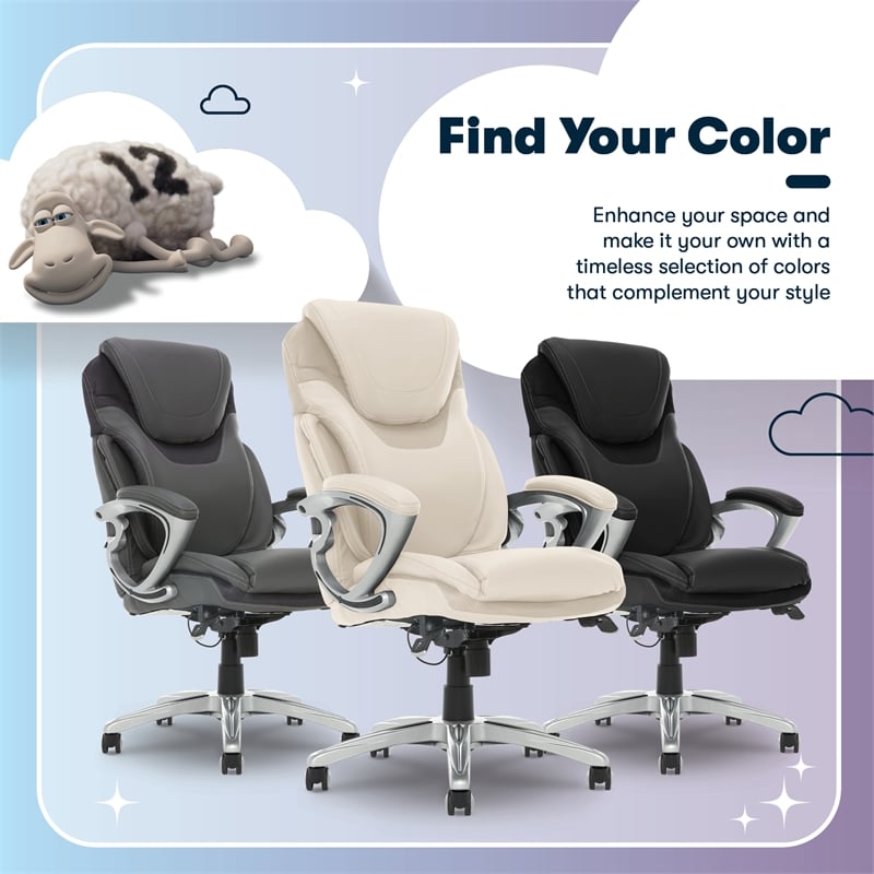 Serta Bryce Office Chair Patented AIR Lumbar Technology Bonded Leather Cream