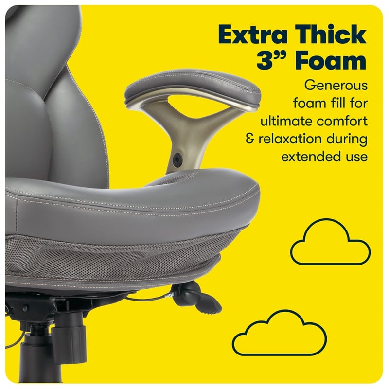 Serta Claremont Back in Motion Office Chair in Gray Bonded Leather