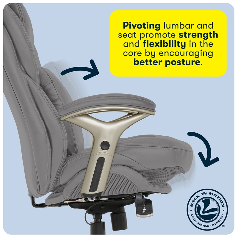 Serta Claremont Back in Motion Office Chair in Gray Bonded Leather