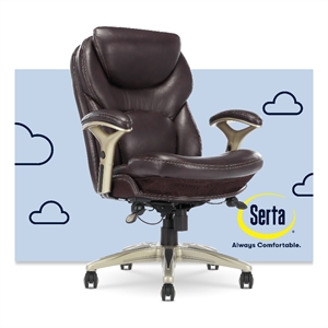 Serta Claremont Back in Motion Office Chair in Brown Bonded Leather
