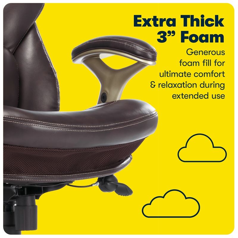 Serta Claremont Back in Motion Office Chair in Brown Bonded Leather