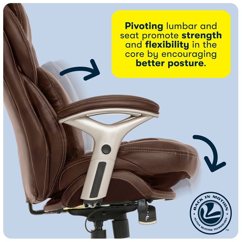 Serta Claremont Back in Motion Office Chair in Brown Bonded Leather