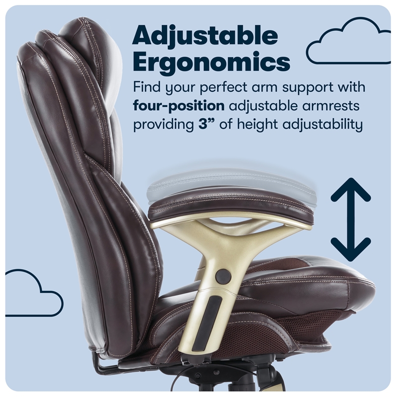 Serta Claremont Back in Motion Office Chair in Brown Bonded Leather